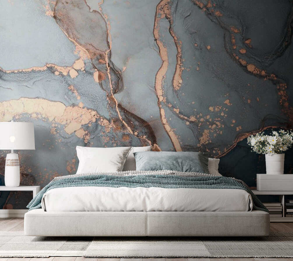 Ethereal Blue and Copper Swirls