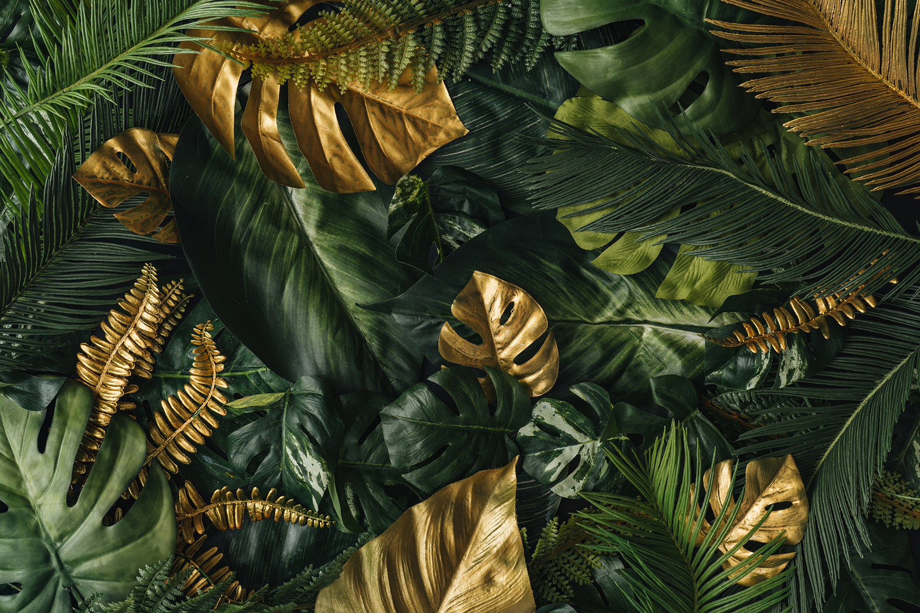 Lush leaves with metallic hues