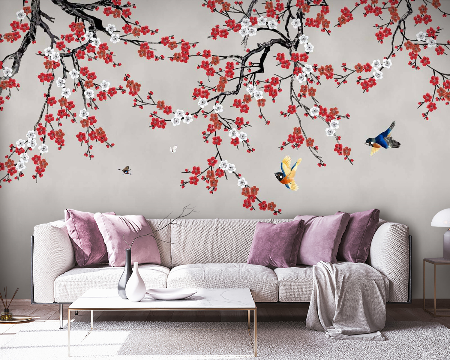 Tree with red and white flowers Tree with red and white flowers