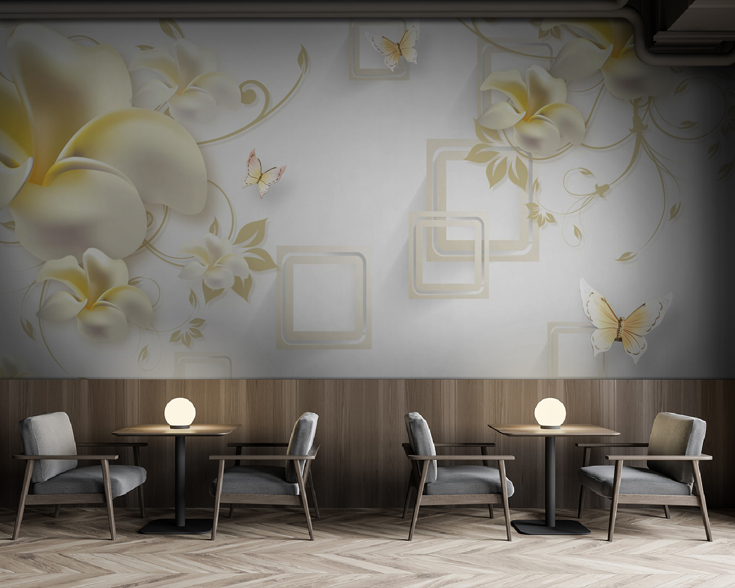 Шпалери з квітами та метеликами u21126piz137m - Шпалери з квітами та метеликами - tegory