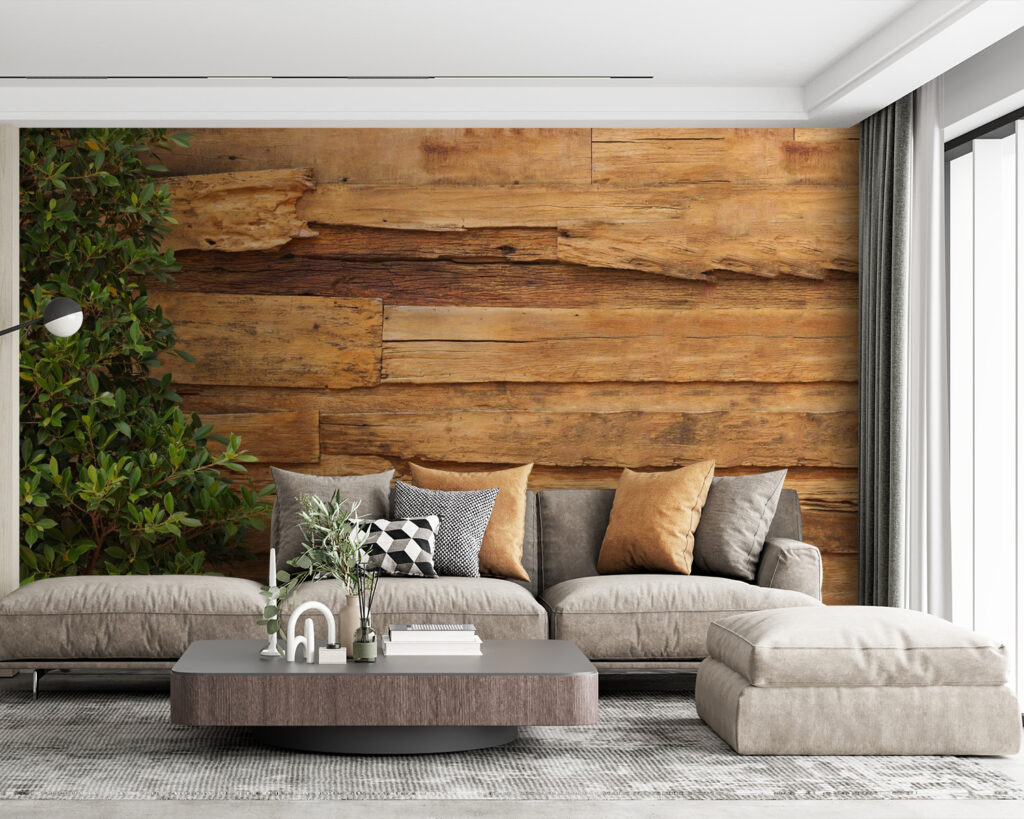 Tree next to a wood wall