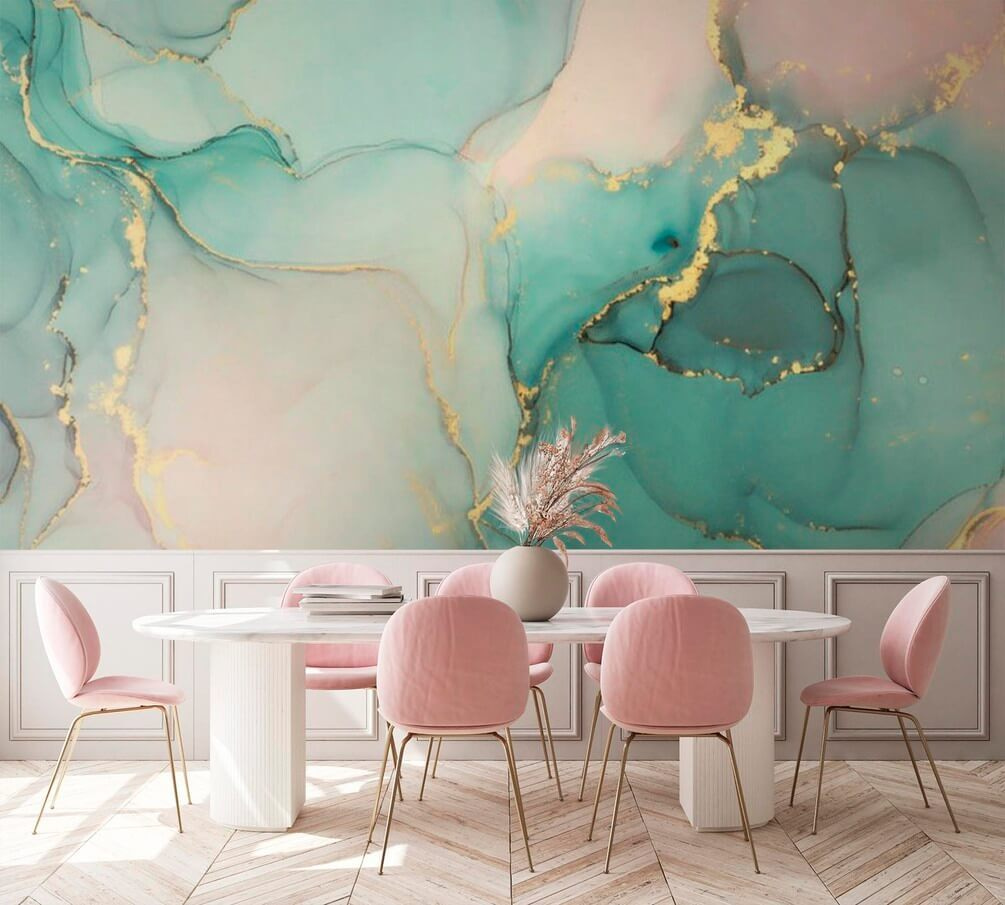 Abstract fluid art in soft colors