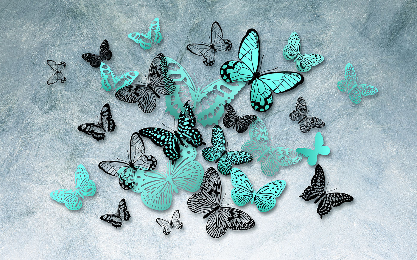 Group of butterflies on a wall