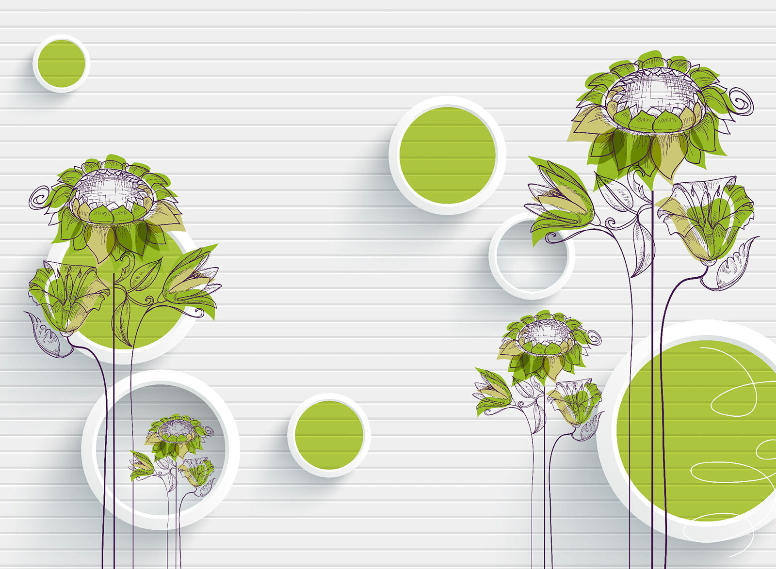 u18803p - Шпалери з квітами та колами - tegory