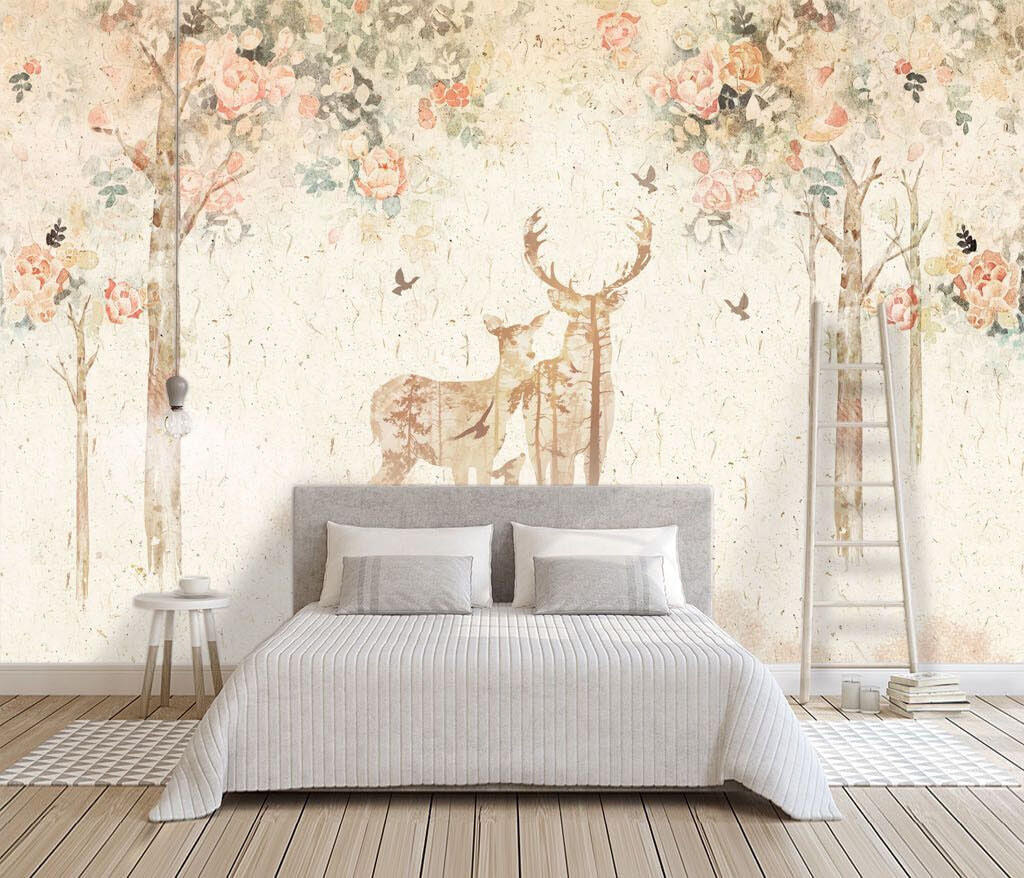 Painting of a deer and a baby deer