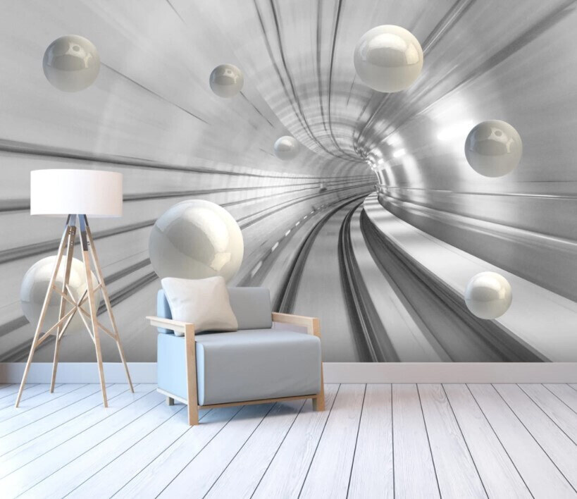 White balls in a tunnel White balls in a tunnel