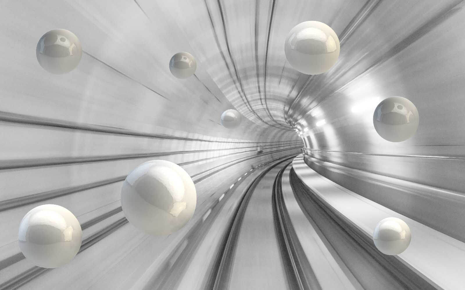 White balls in a tunnel White balls in a tunnel