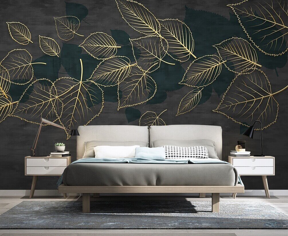 u13983pib1 - Малюнок листя на чорному тлі - tegory