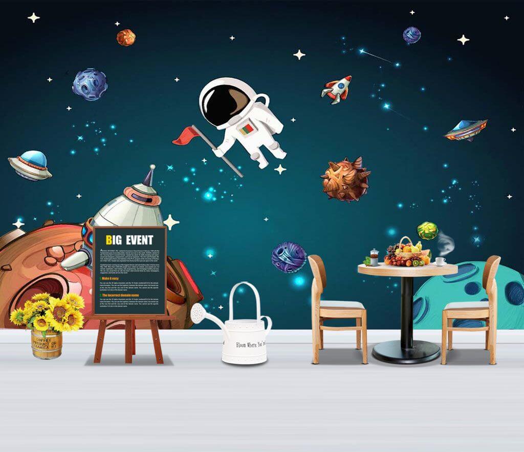 u13898pir1m - Мультяшна космічна сцена з планетами та зірками - tegory