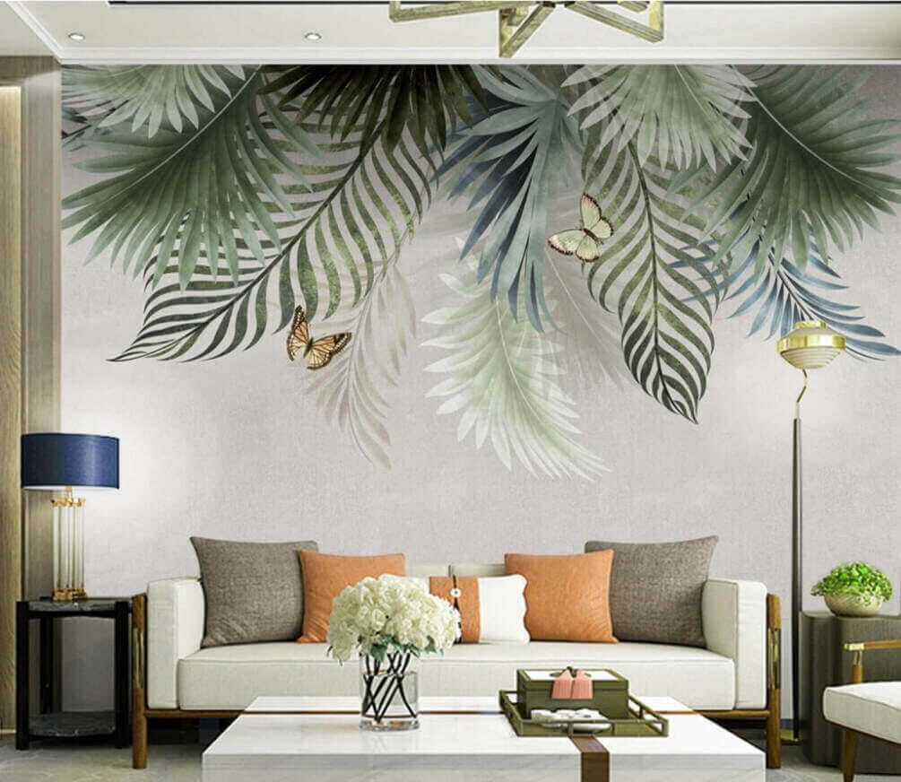 Group of butterflies on leaves