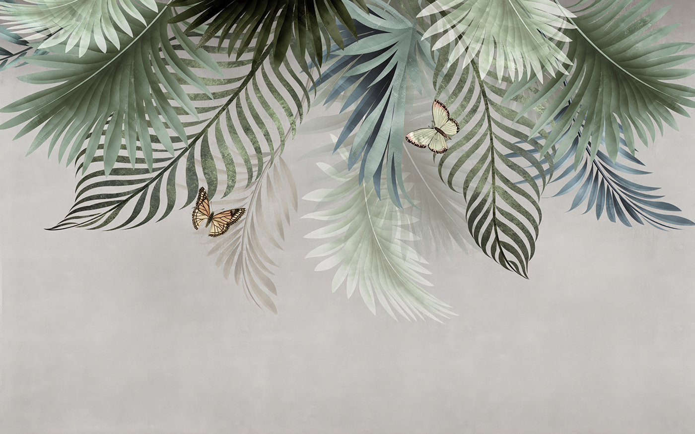 Group of butterflies on leaves