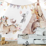 Фотошпалери Група тварин з вігвамом