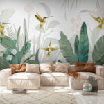 Фотошпалери Колібрі літають над рослинами