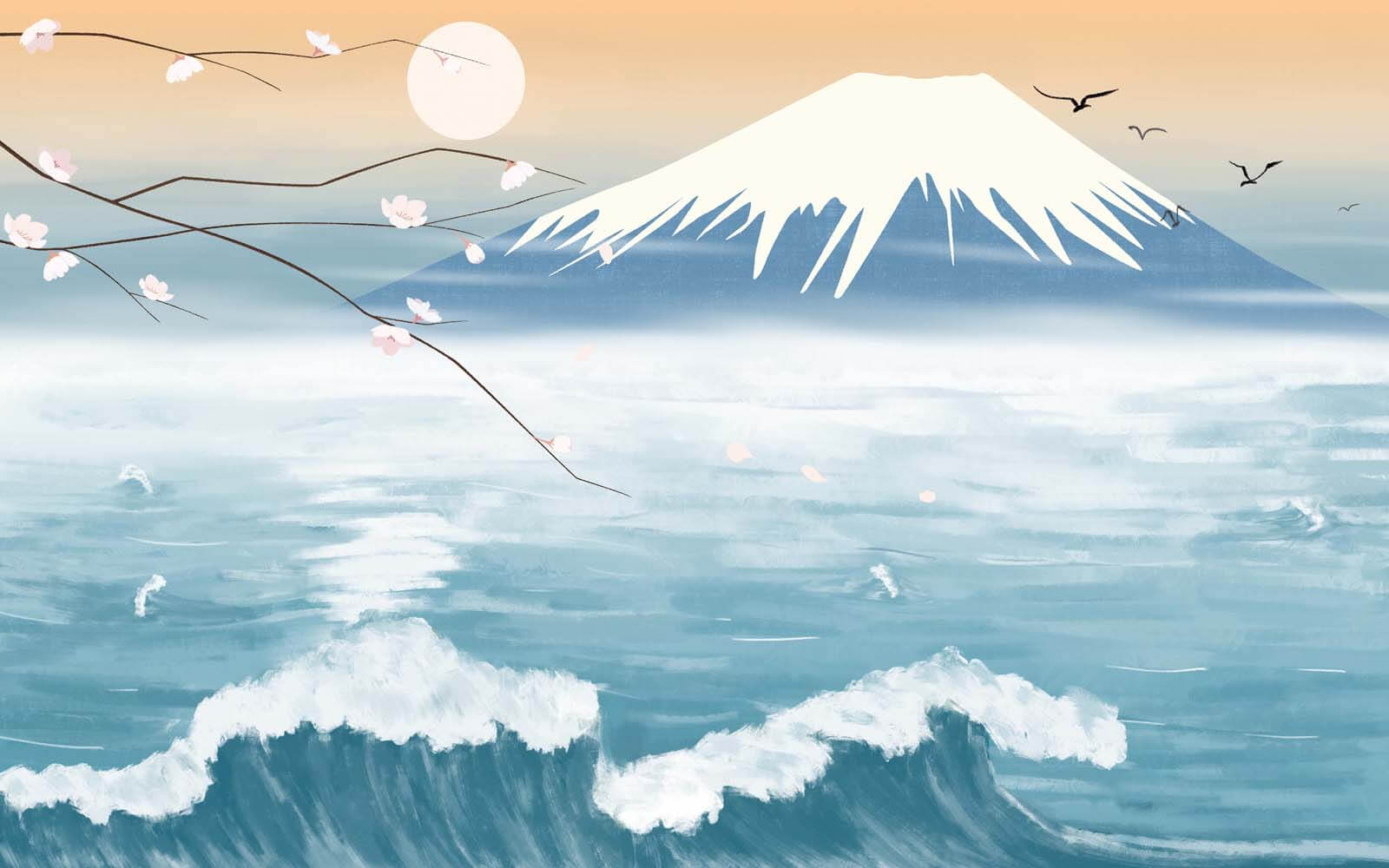 Гора з хвилями і птах, що летить u02326p - Гора з хвилями і птах, що летить - tegory