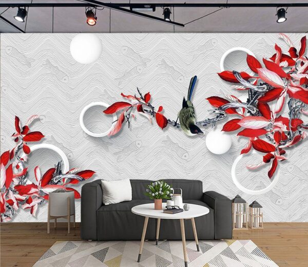 Фотошпалери Фотошпалери з птахом на гілці