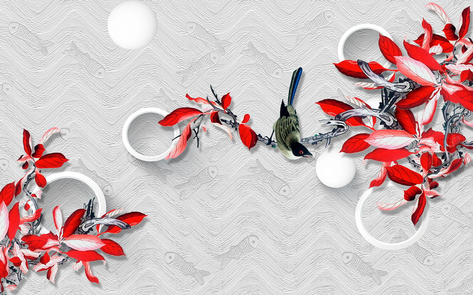 u05403p - Фотошпалери з птахом на гілці - tegory