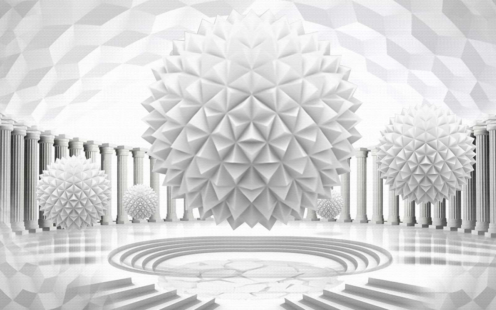 u03692p - Біла сфера з колонами та сходинками - tegory