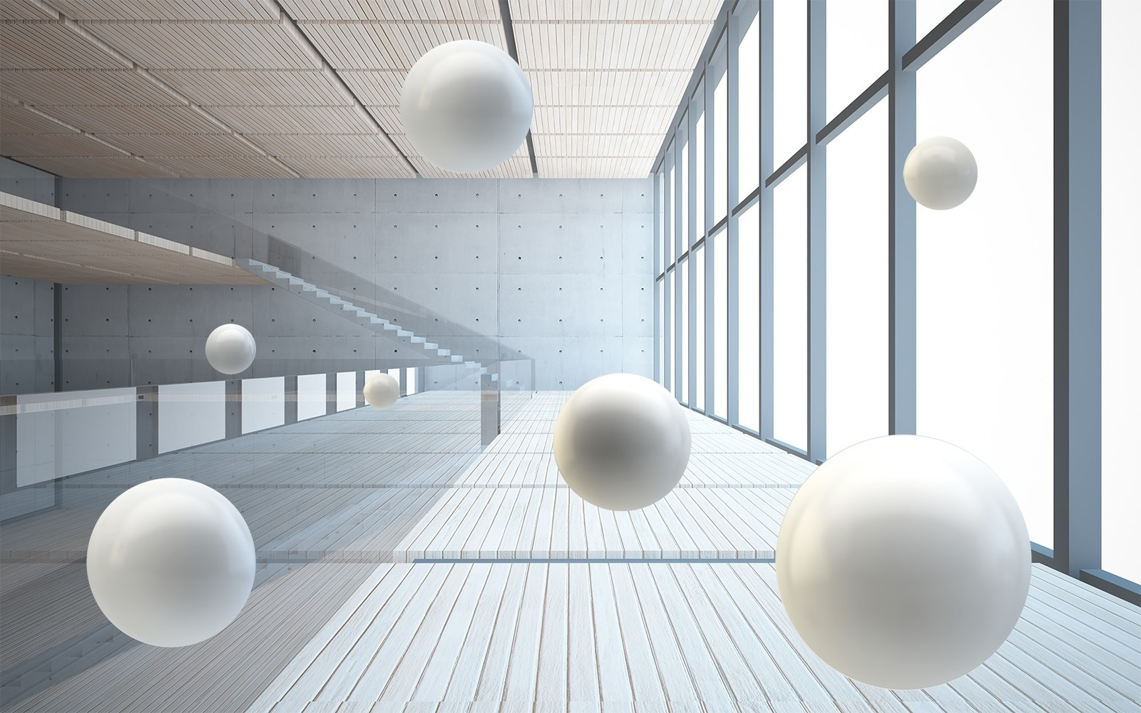 White balls floating in the air