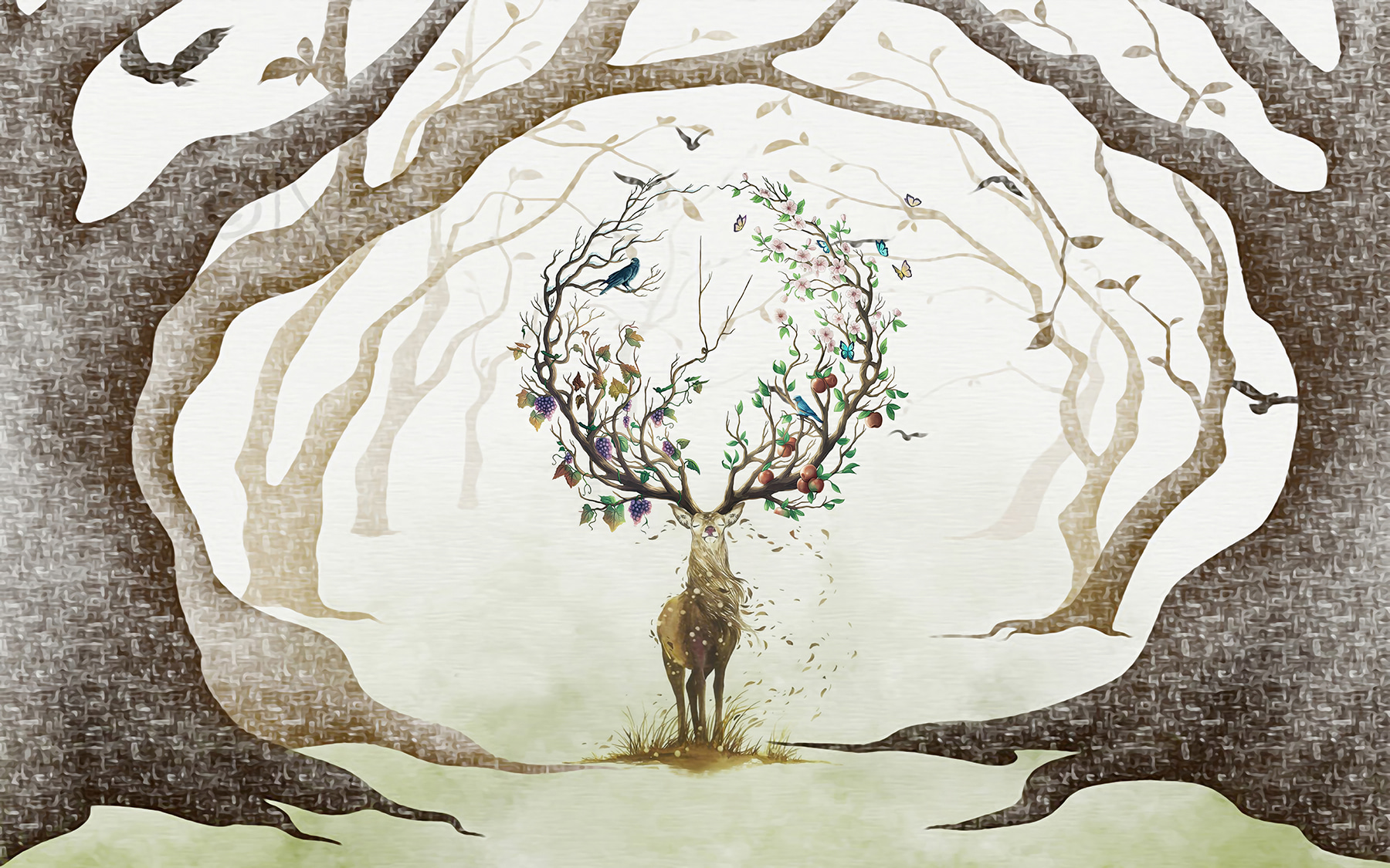 Картина оленя з гілками на ньому u04702p - Картина оленя з гілками на ньому - tegory