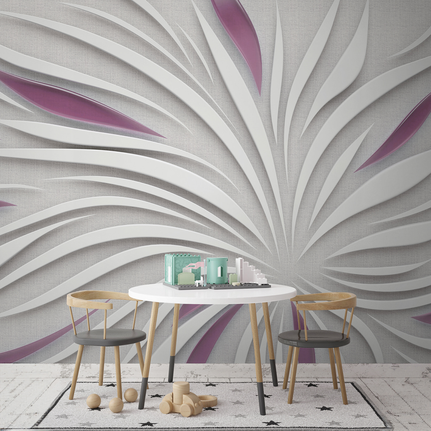 A white and purple design