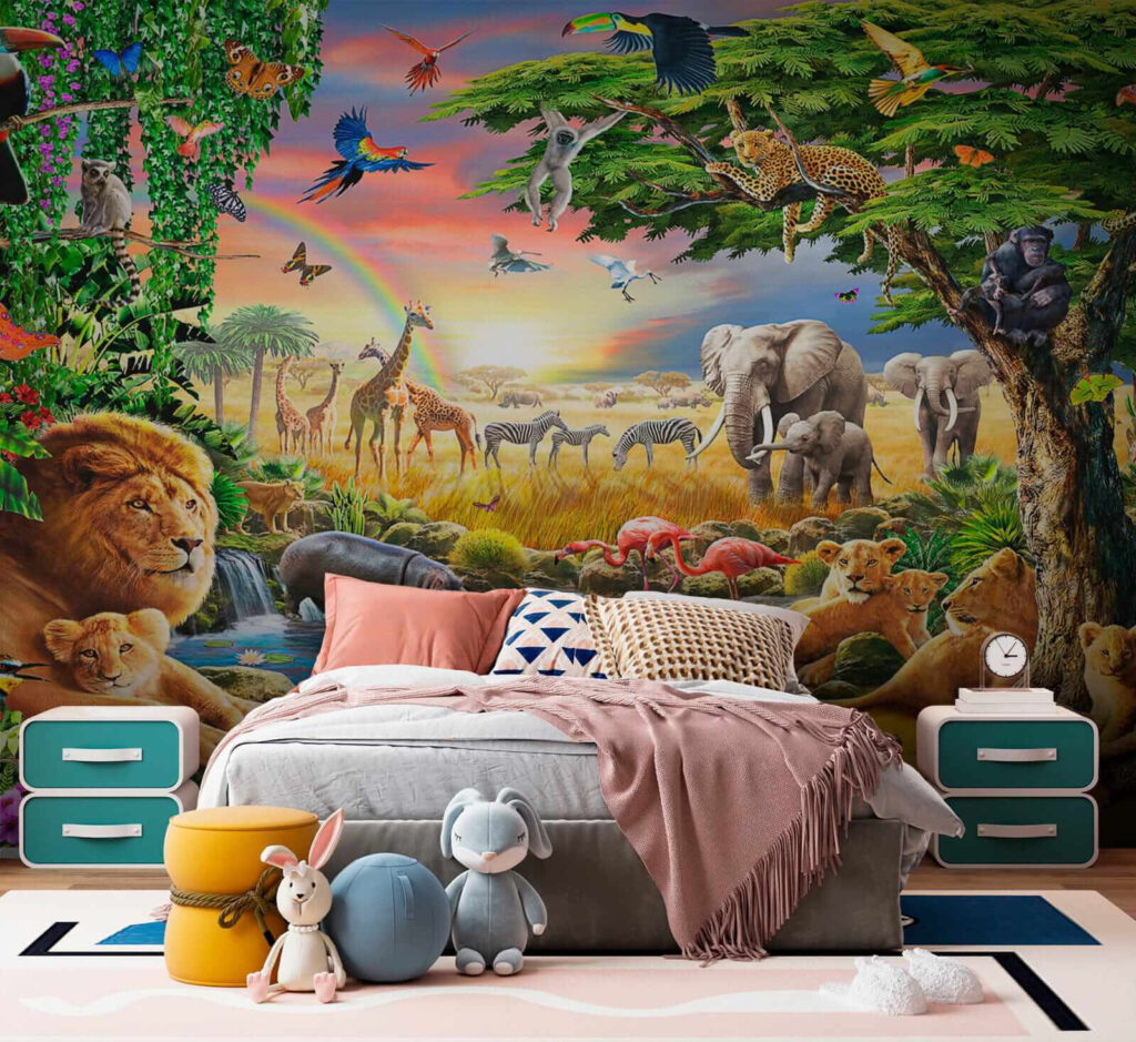 Group of animals in a river