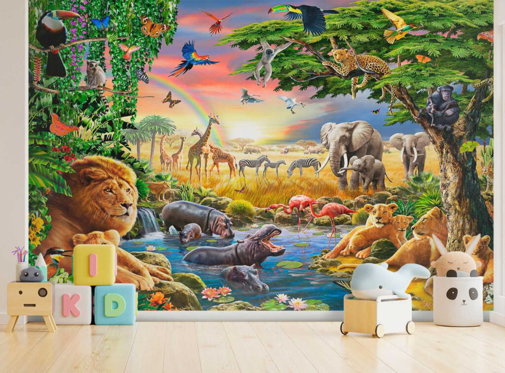 Group of animals in a river