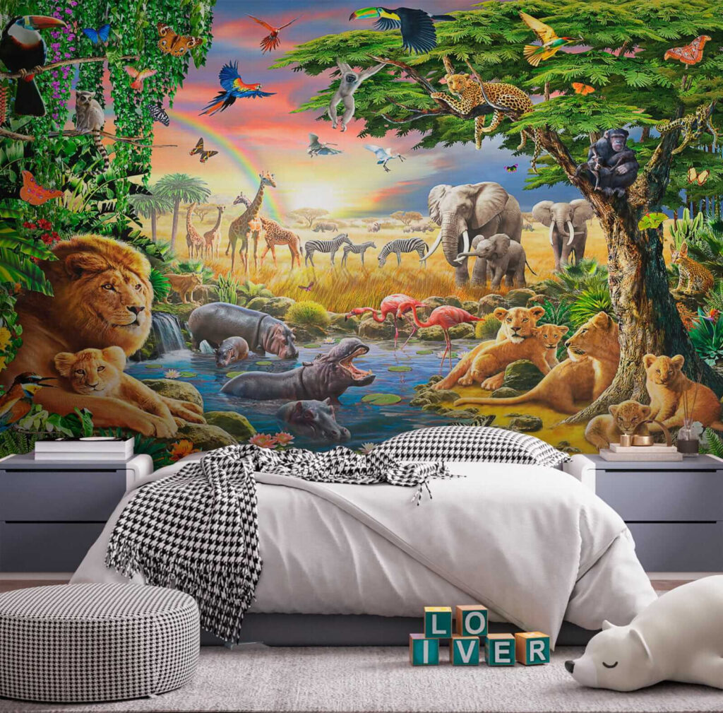 Group of animals in a river