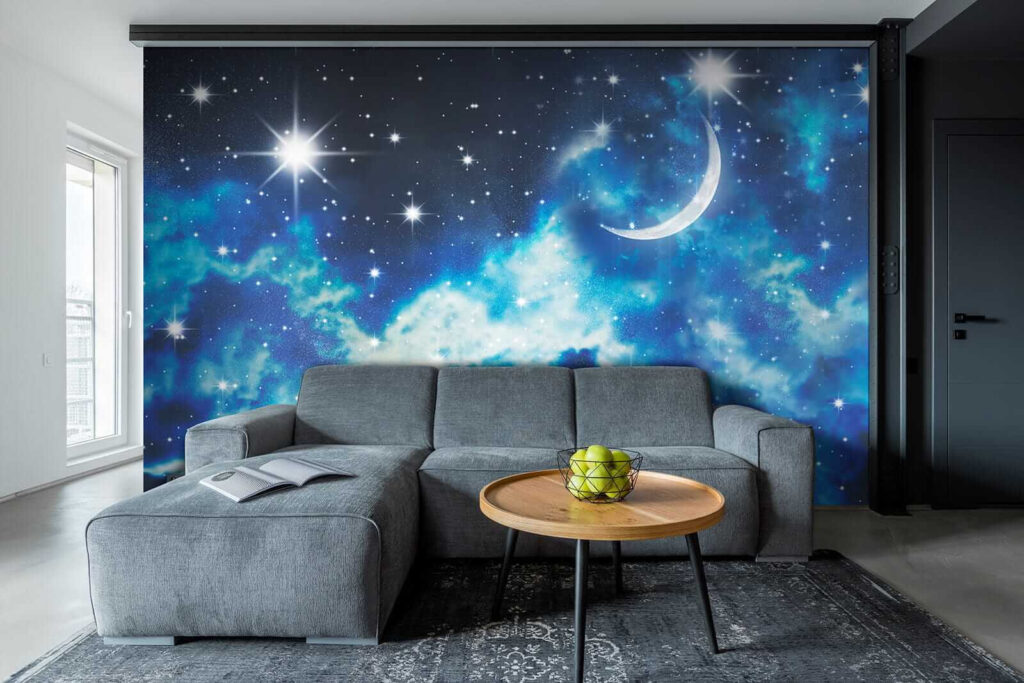 Moon and stars in the sky Moon and stars in the sky