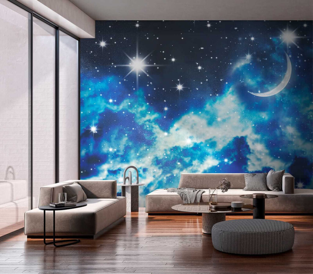 Moon and stars in the sky Moon and stars in the sky