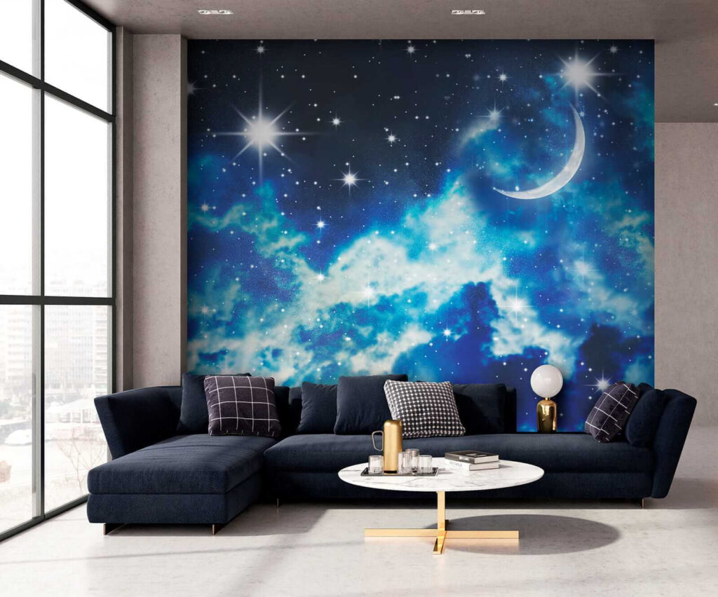 Moon and stars in the sky Moon and stars in the sky