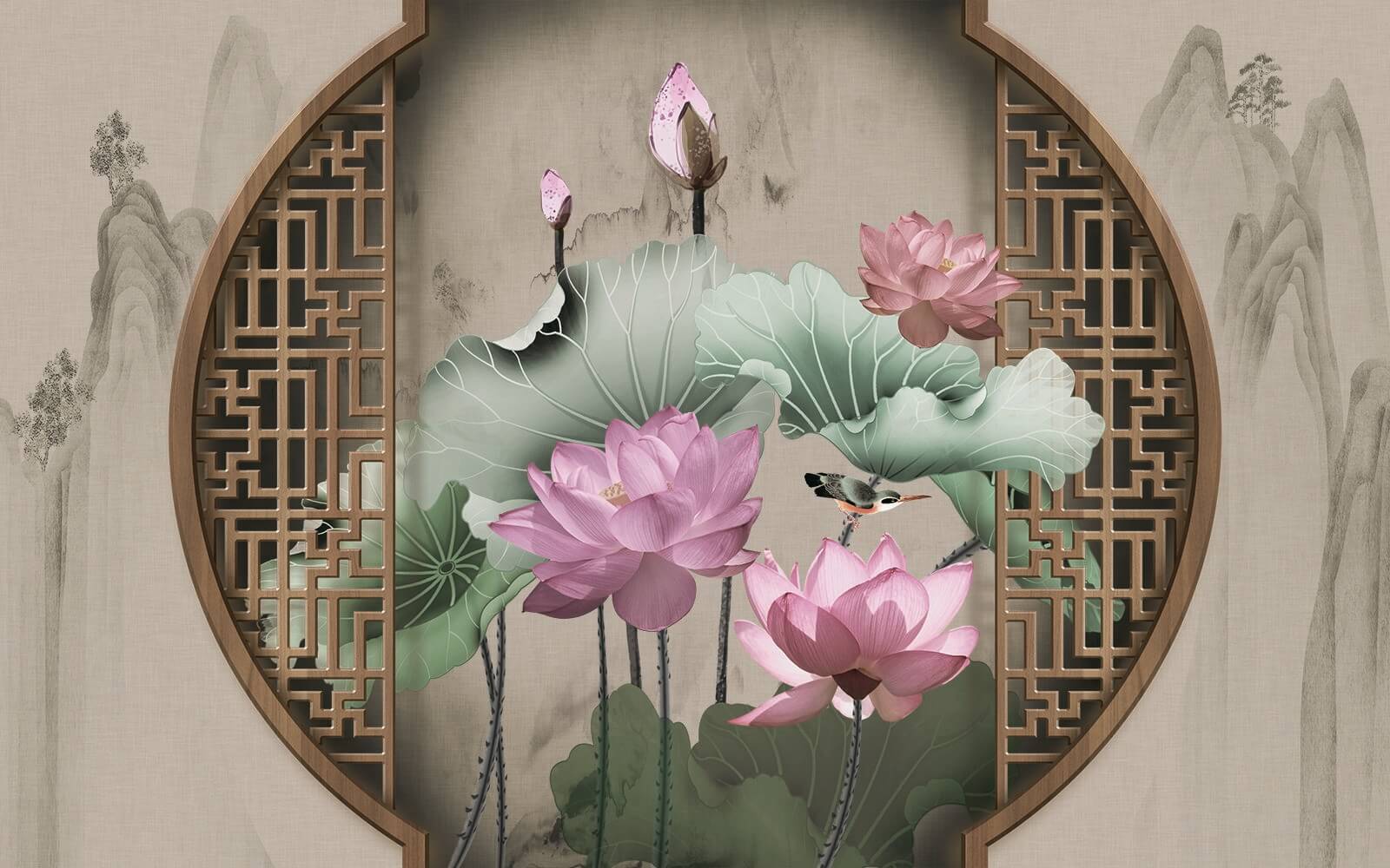 Шпалери з рожевими квітами та листям u11741p - Шпалери з рожевими квітами та листям - tegory