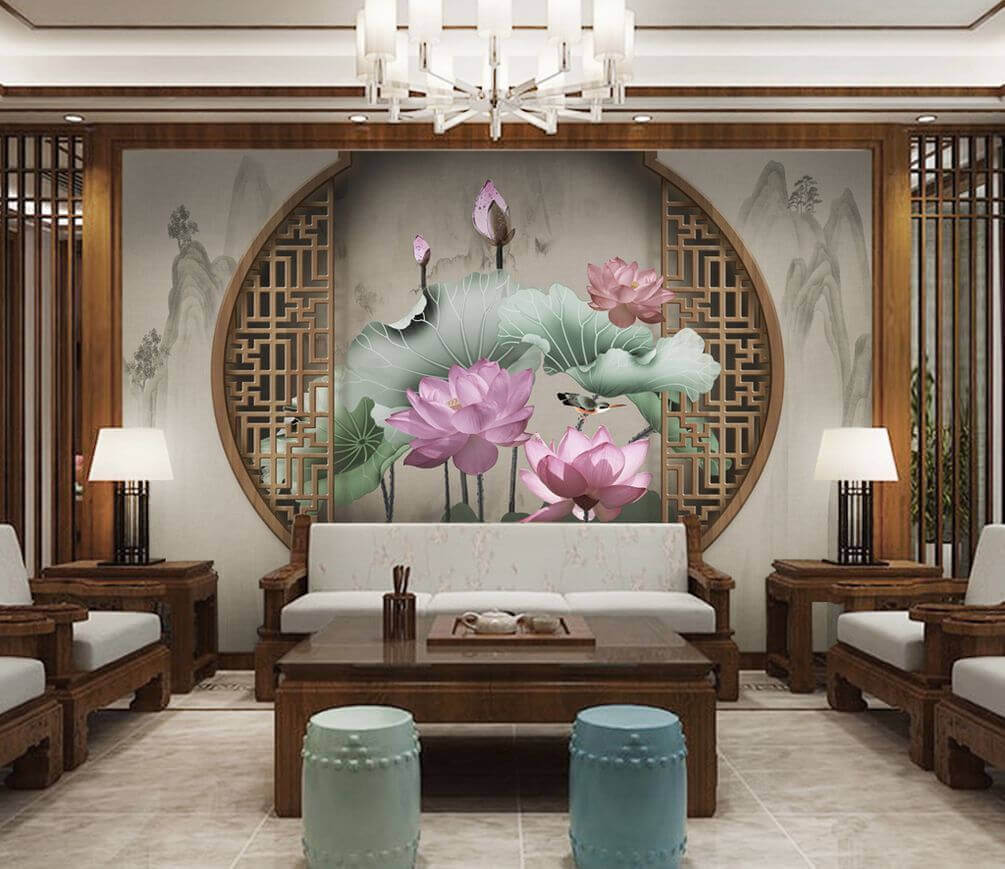 Шпалери з рожевими квітами та листям u11741pig1m - Шпалери з рожевими квітами та листям - tegory