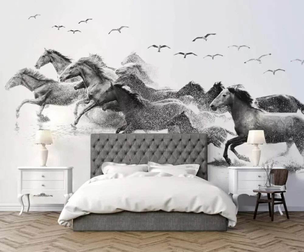 Група коней біжить по воді u14413pib1m - Група коней біжить по воді - tegory