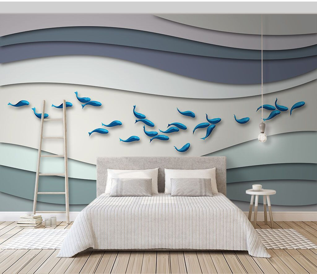 u15318pib1m - Група блакитних риб плаває в групі хвиль - tegory