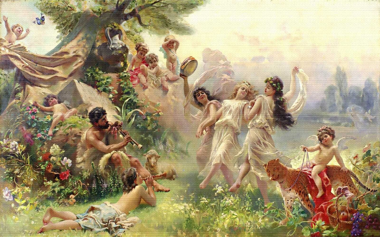 u15497p - Картина із зображенням людей, що танцюють у лісі - tegory