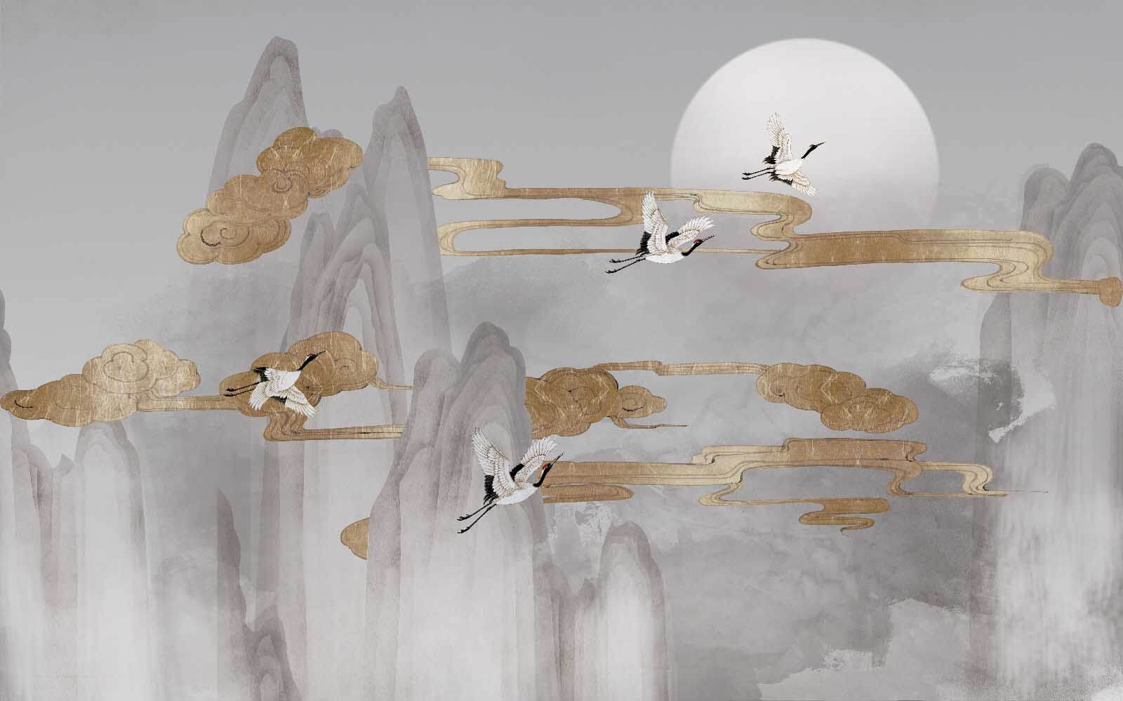 u16241p - Малюнок птахів, що летять у небі - tegory