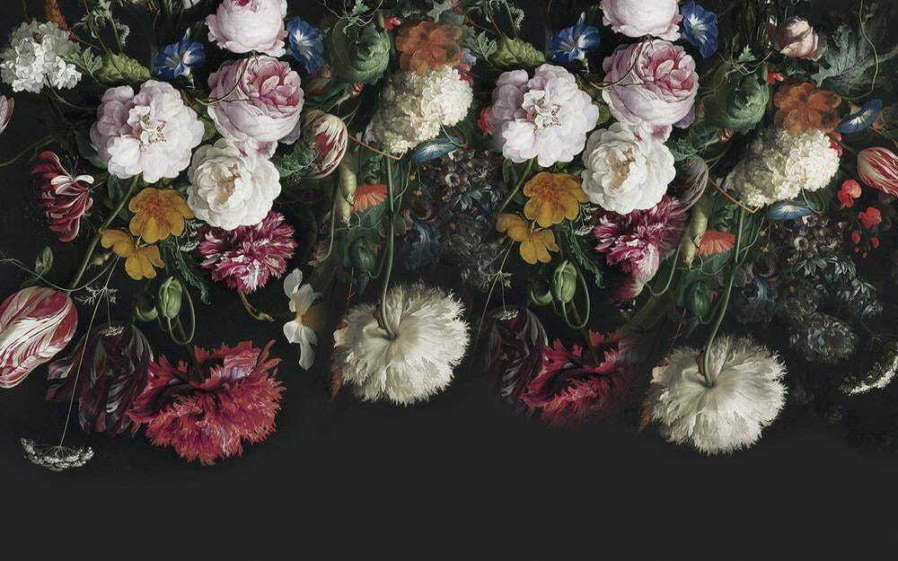 Group of flowers on a black background Group of flowers on a black background