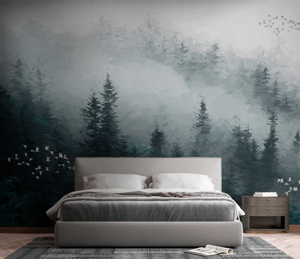 Туманний ліс з птахами, що літають u23921pib4 1024x883 - Туманний ліс з птахами, що літають - tegory