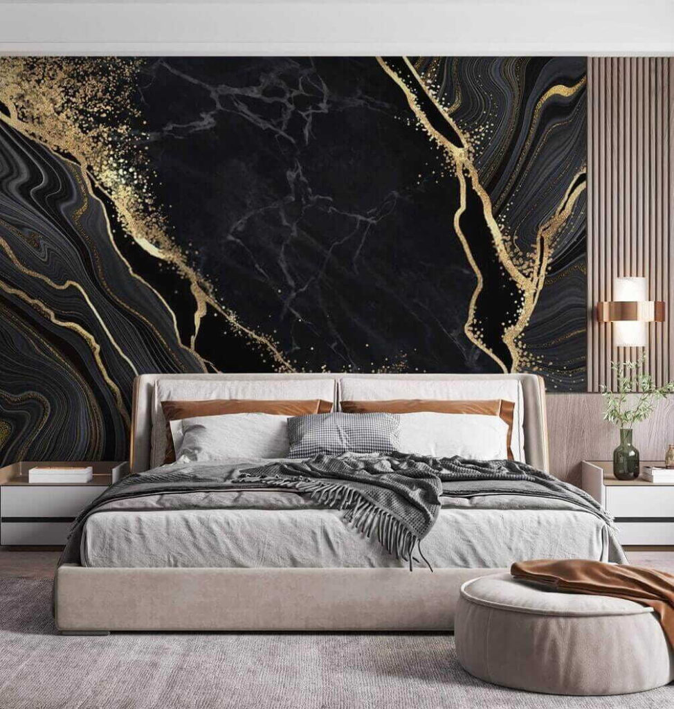 Elegant swirls in midnight and shimmer
