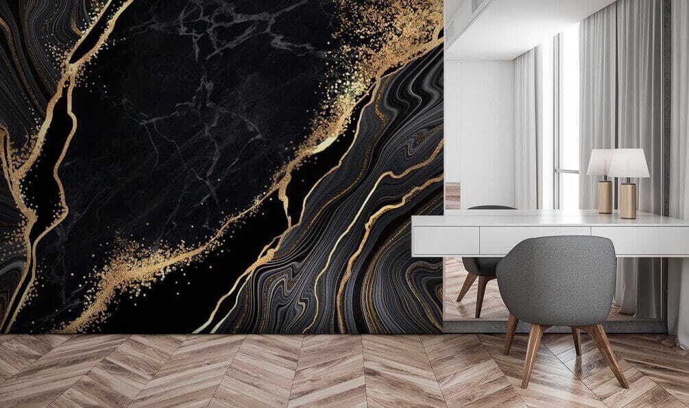 Elegant swirls in midnight and shimmer