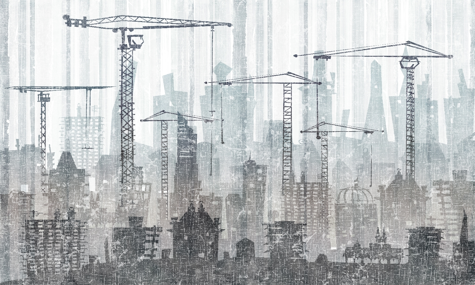 Group of cranes in a city Group of cranes in a city