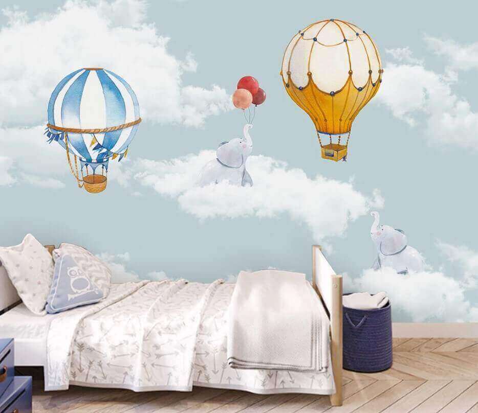 Group of elephants flying in the clouds Group of elephants flying in the clouds