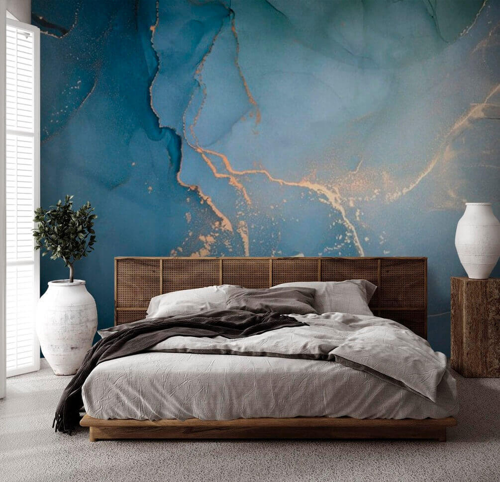 Azure artistry with amber accents