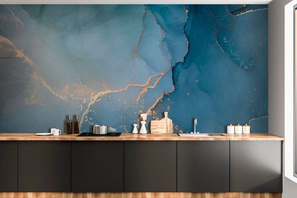 Azure artistry with amber accents