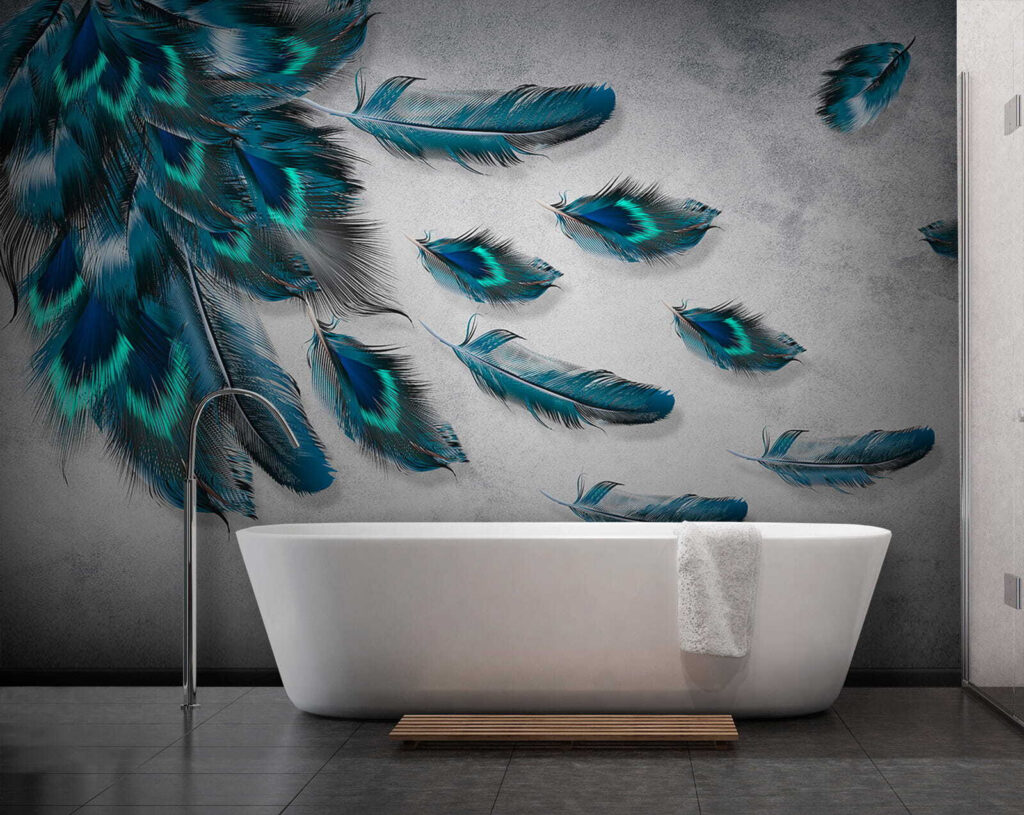 Group of blue feathers