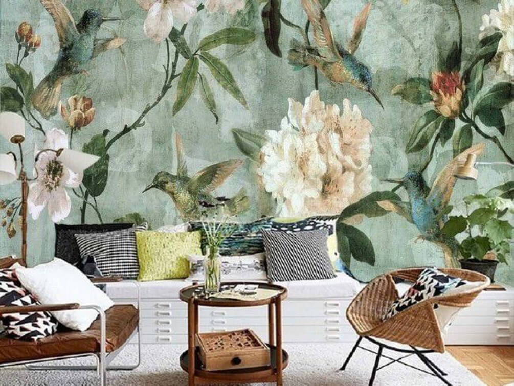 u31277pig1m - Шпалери з птахами та квітами - tegory