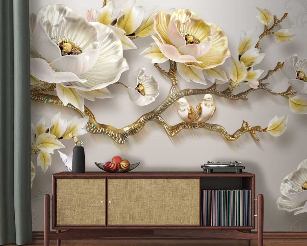 Шпалери з квітами та птахами u31662pig20 1024x819 - Шпалери з квітами та птахами - tegory