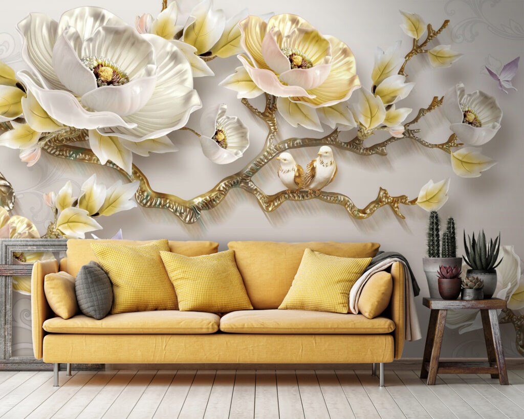 Шпалери з квітами та птахами u31662pig36 1024x819 - Шпалери з квітами та птахами - tegory