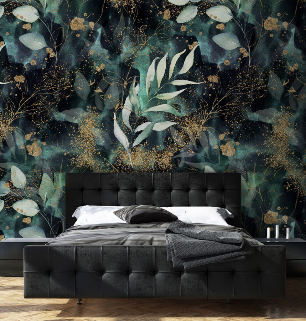 Elegant leaves in sparkling midnight hues