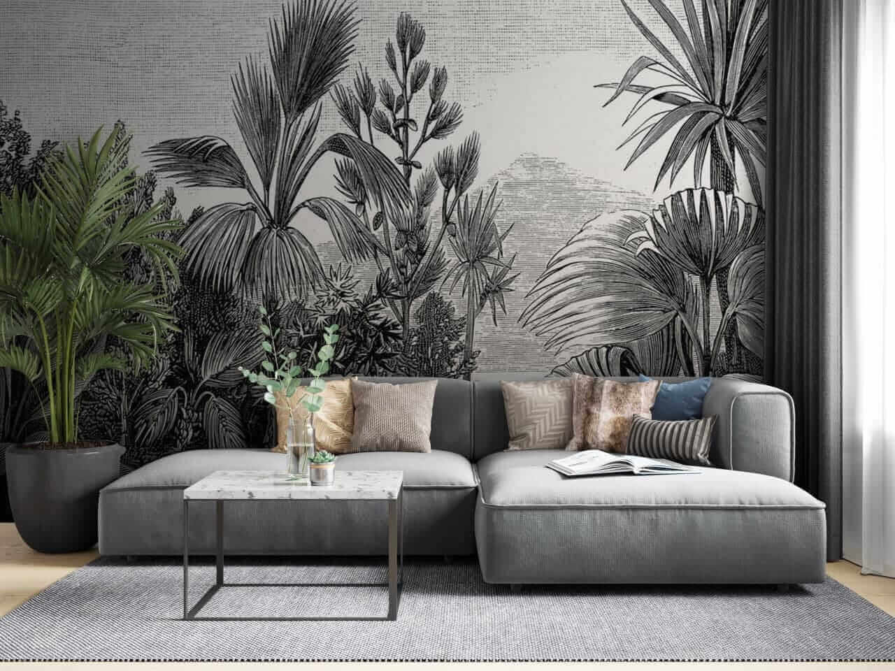 u52597pig2m - Чорно-білий малюнок тропічного лісу - tegory